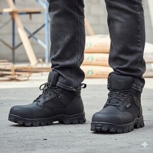 Rocky Men's Black Waterproof Protective Toe Anti Slip Boots
